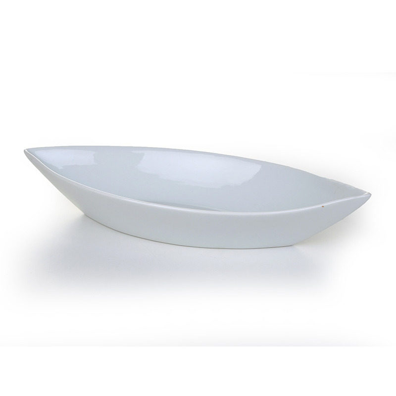 csepp formájú porcelán tál fehér 39,5x17,5x7cm