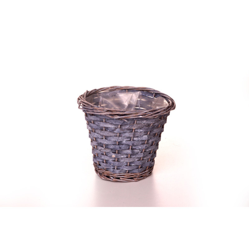 vesszőperemes hasított fa kaspó szürke 16,5x13,5cm