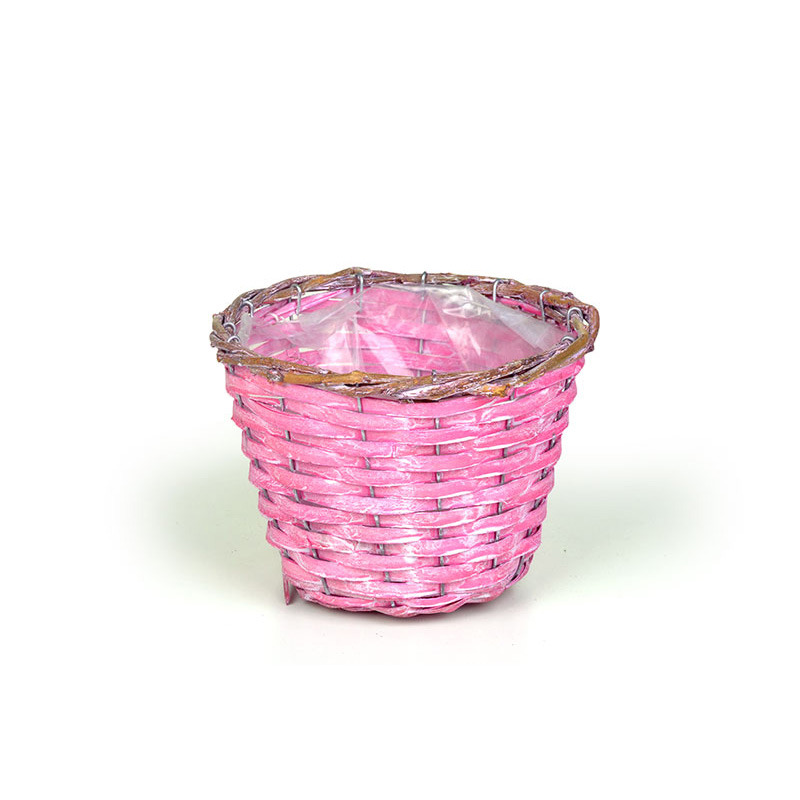 has&iacute;tott fa kasp&oacute; nat&uacute;r vessző peremmel antikolt pink 18x12cm