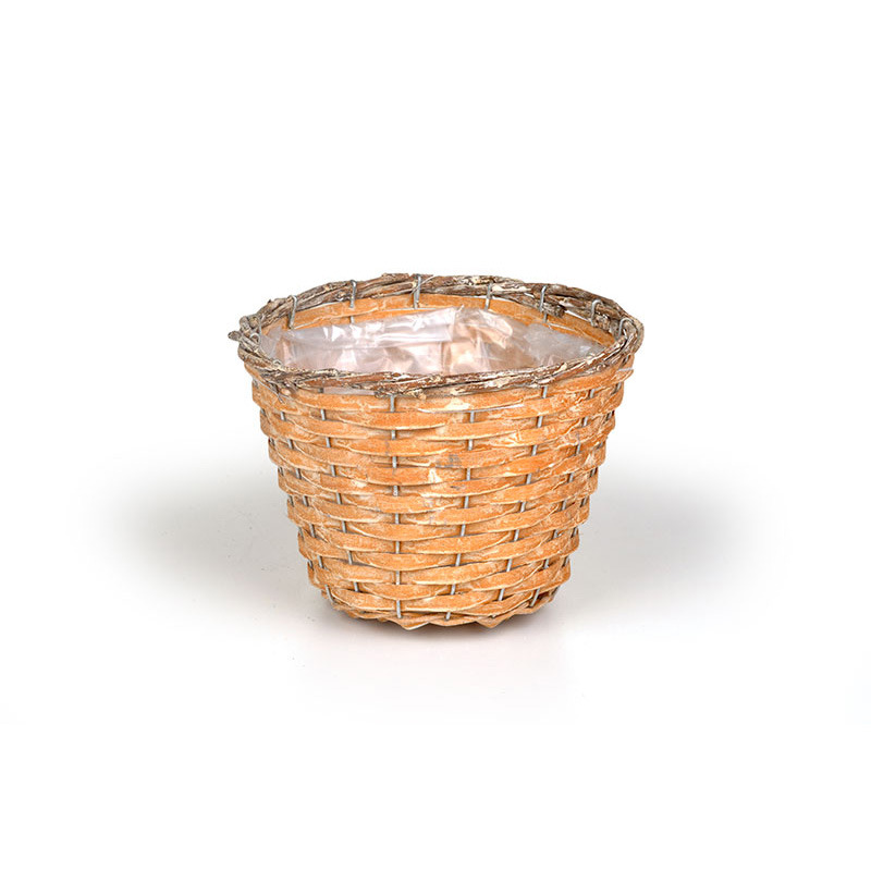 has&iacute;tott fa kasp&oacute; nat&uacute;r vessző peremmel antikolt narancs 18x12cm