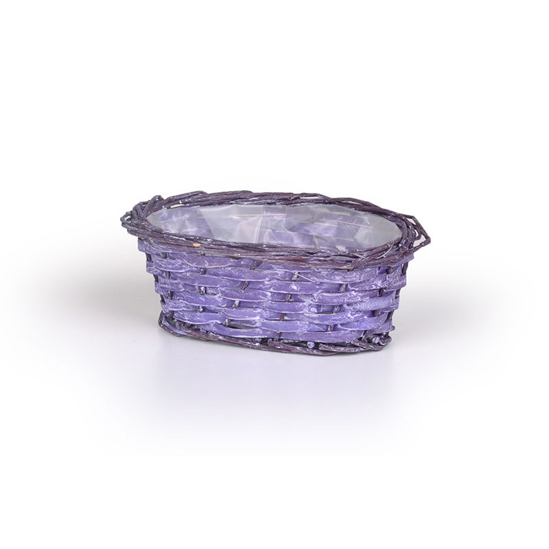 ov&aacute;lis has&iacute;tott fa t&aacute;l vessző peremmel antikolt lila 19x12,5x8cm