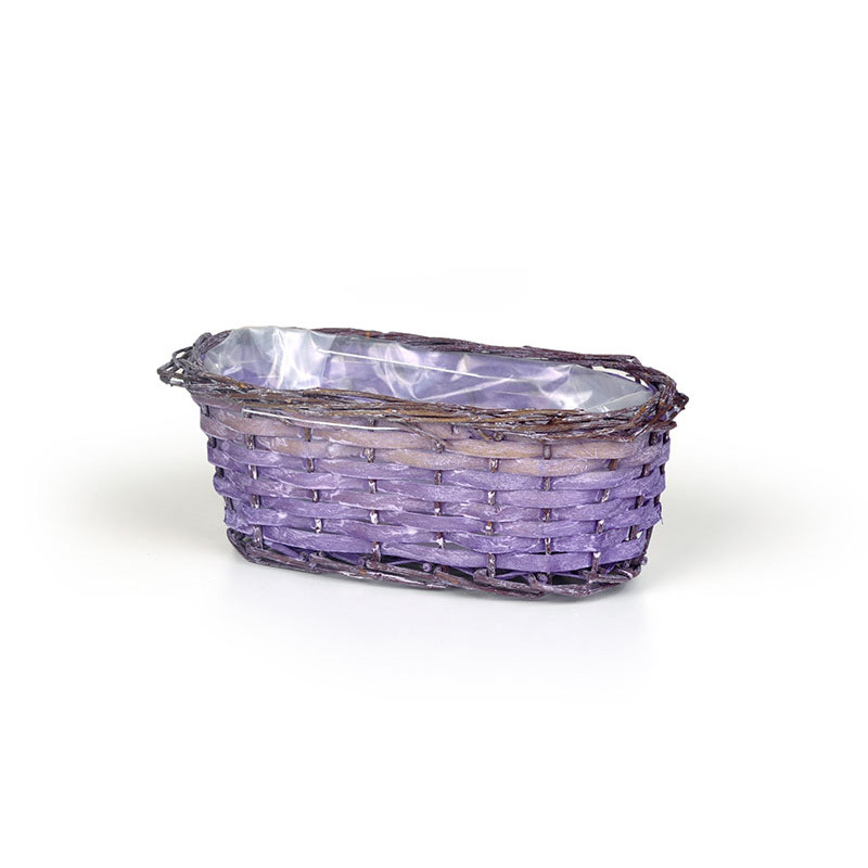 ov&aacute;lis has&iacute;tott fa t&aacute;l vessző peremmel antikolt lila 25x14x8,5