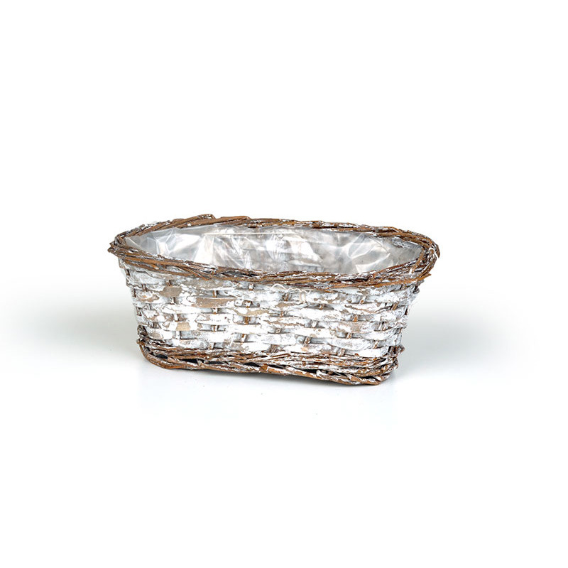 ovális hasított fa tál vessző peremmel antikolt barna 25x14x8,5