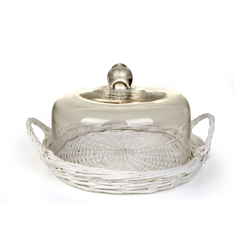 vessző t&aacute;l &uuml;veg fedővel feh&eacute;r 26,5x17cm