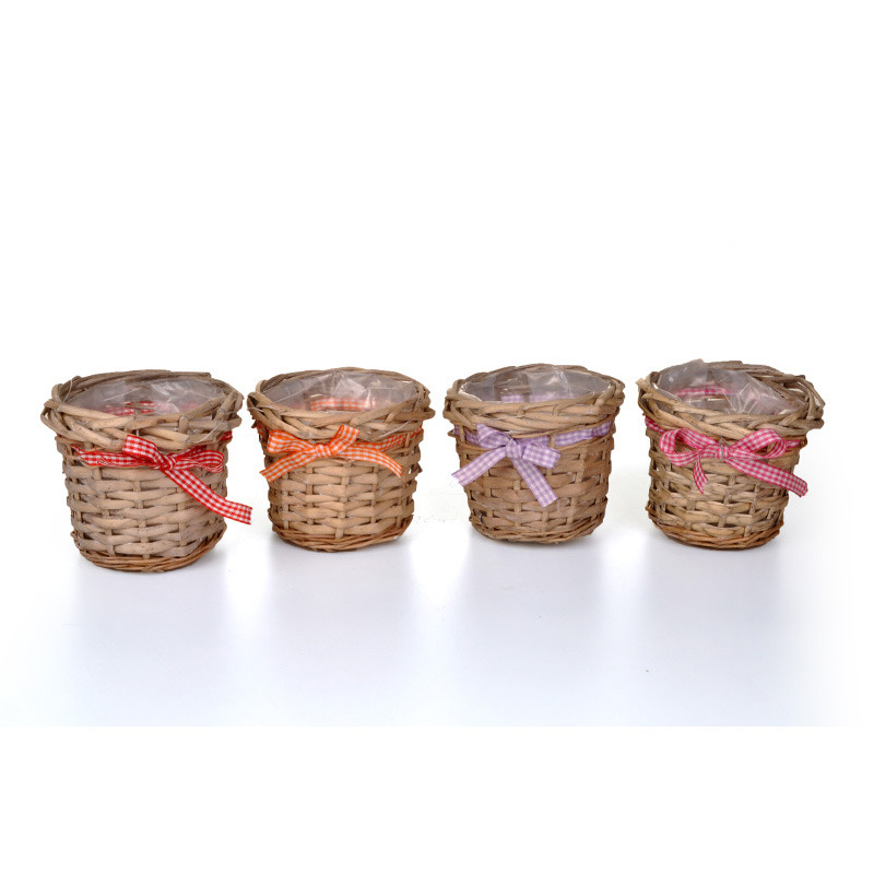 hasított fa masnis kaspó szürke 11x9cm 10db/csomag