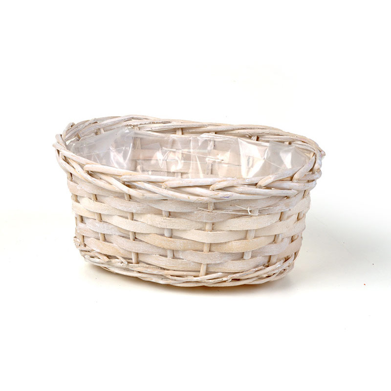 ovális hasított fa tál fehér 20x16x9cm