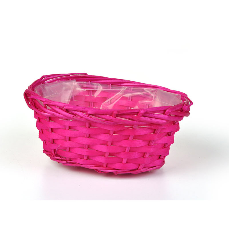 ovális hasított fa tál pink 20x16x9cm