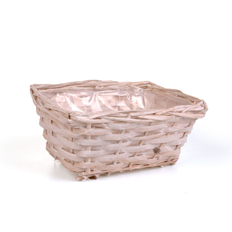 szögletes hasított fa tál fehér 20x16,5x9,5cm