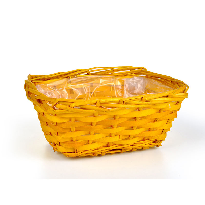 szögletes hasított fa tál sárga 20x16,5x9,5cm