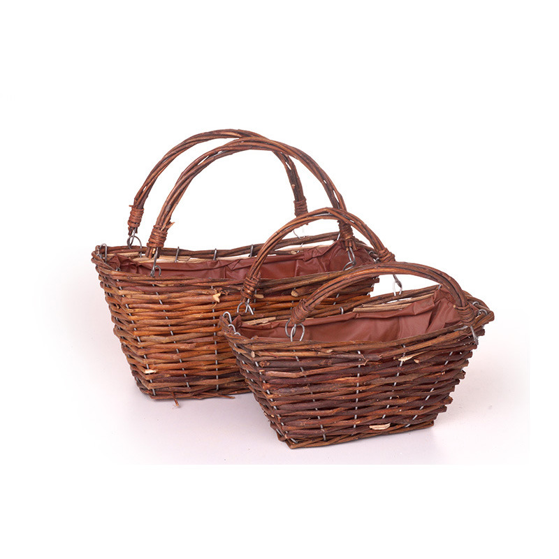 sz&ouml;gletes has&iacute;tott vessző t&aacute;ska szett k&eacute;t f&uuml;llel S/2 barna 31x16x 13/27cm