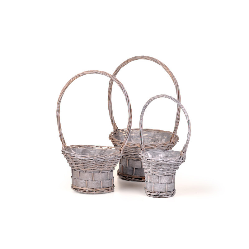 has&iacute;tott vessző/fa f&uuml;les kos&aacute;r szett sz&uuml;rke 29x19/51cm S/3