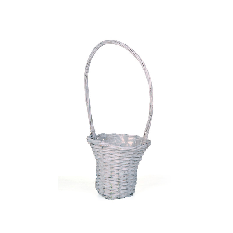 magasított hasított fa füles kosár fehér 20x20/51cm