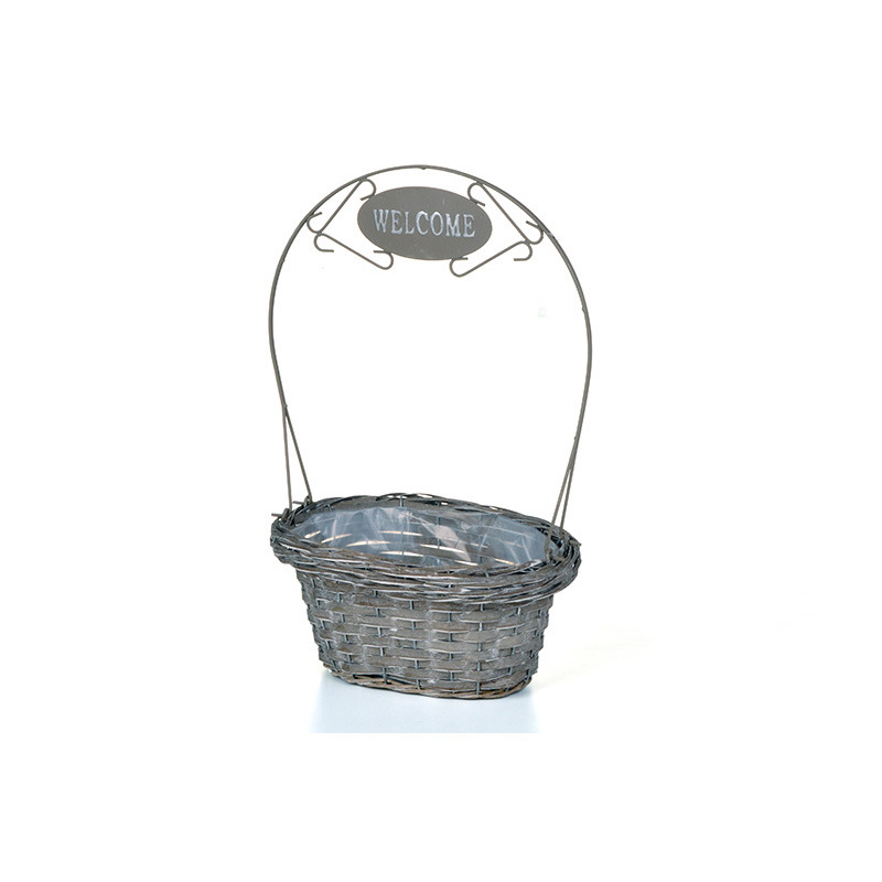 vastagperemes hasítot fa tál welcome felirattal szürke 30x20x14/49cm