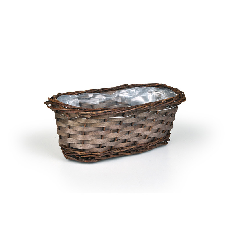 ovális hasított tál szürkés barna 25x14x10cm