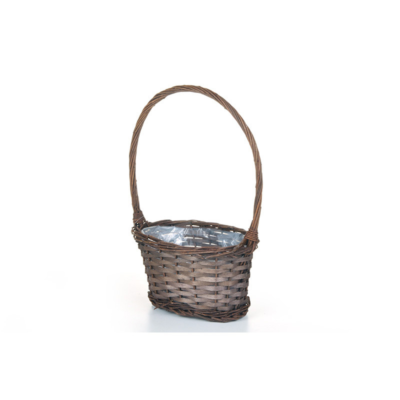 ovális hasított fa füles kosár barna 22x14x12,5/35