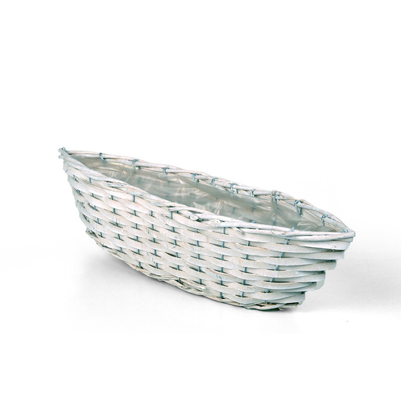 hasított fa csónak fehér 46x 13x12cm