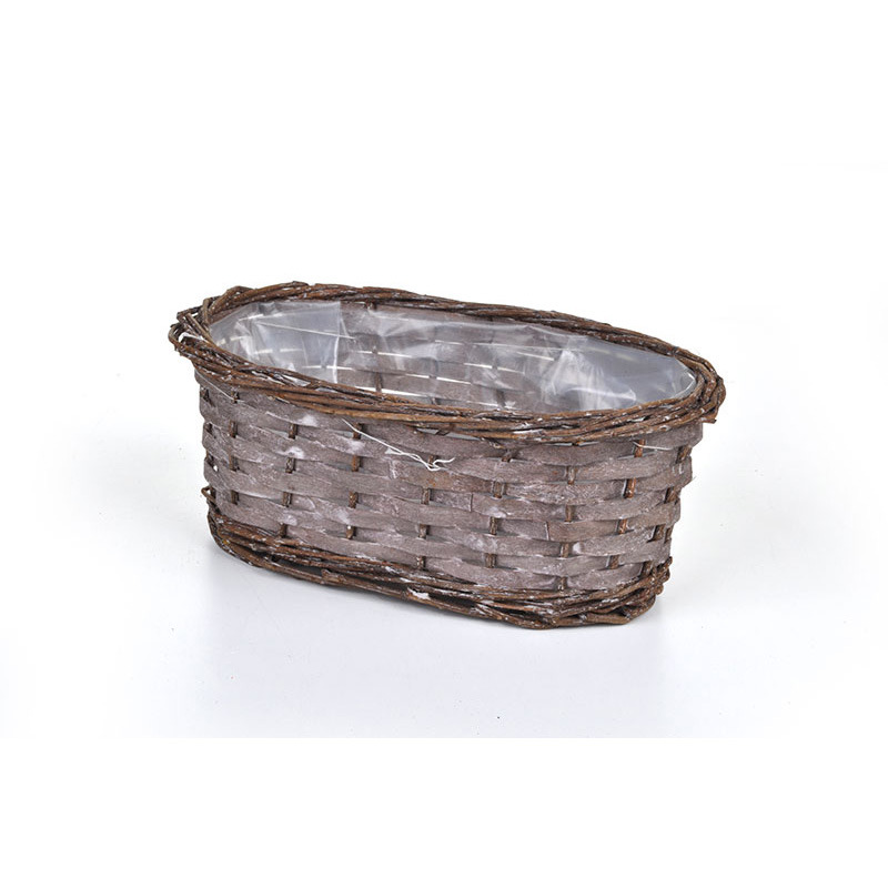 ovális hasított fa tál szürke 23,5x14x10cm