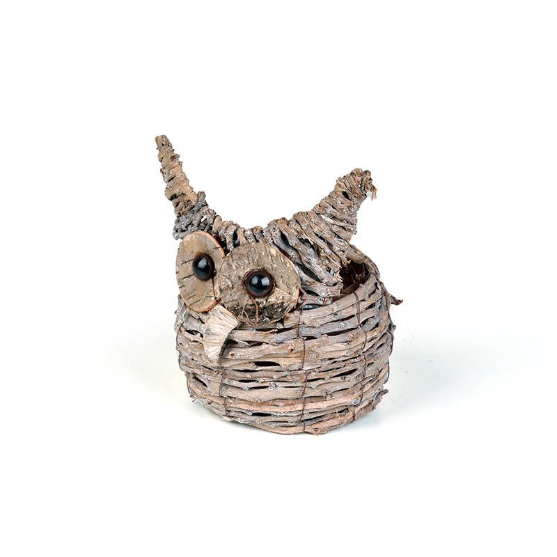 rattan bagolykasp&oacute; antikolt sz&uuml;rke 14x10/18cm