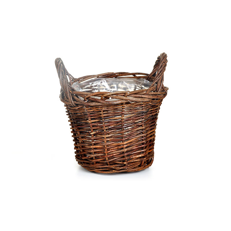 vastag nat&uacute;r vessző kasp&oacute; k&eacute;t f&uuml;llel barna 22x19/24cm