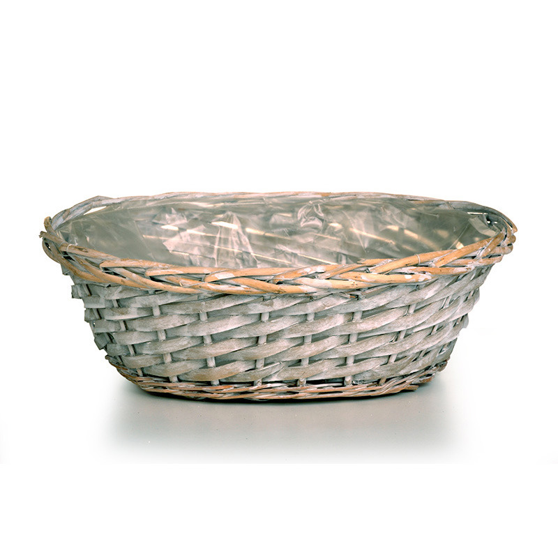 ovális hasított fa tál fehér 34x28x11cm