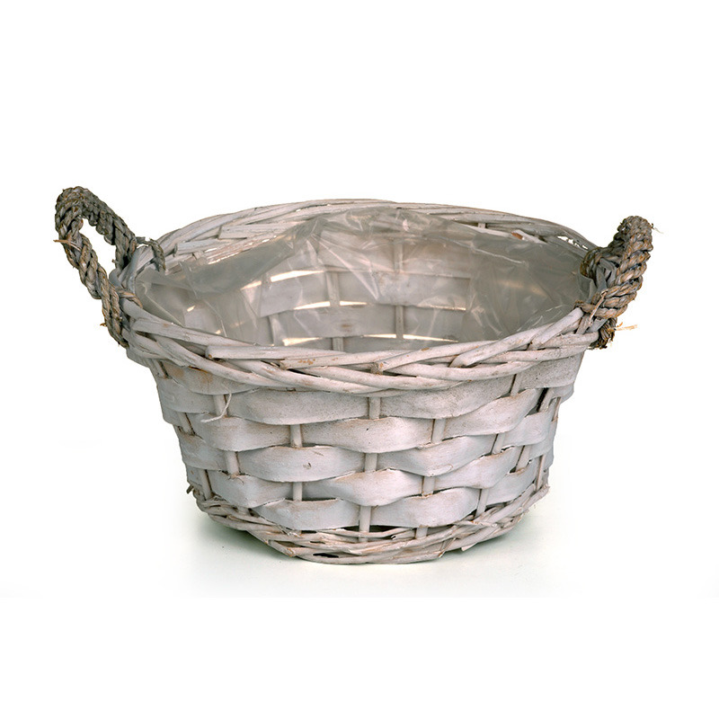 hasított fa tál két füllel fehér 24,5x12/17cm