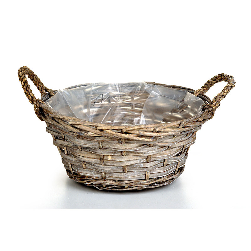 hasított fa tál két füllel szürke 27x12,5/17cm