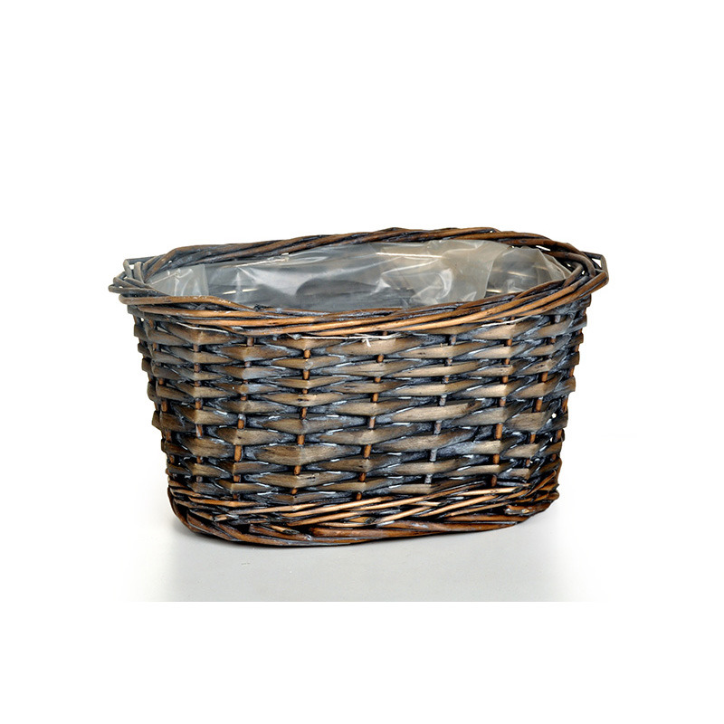 ov&aacute;lis has&iacute;tott vessző t&aacute;l vessző peremmel sz&uuml;rke 26x17,5x13cm