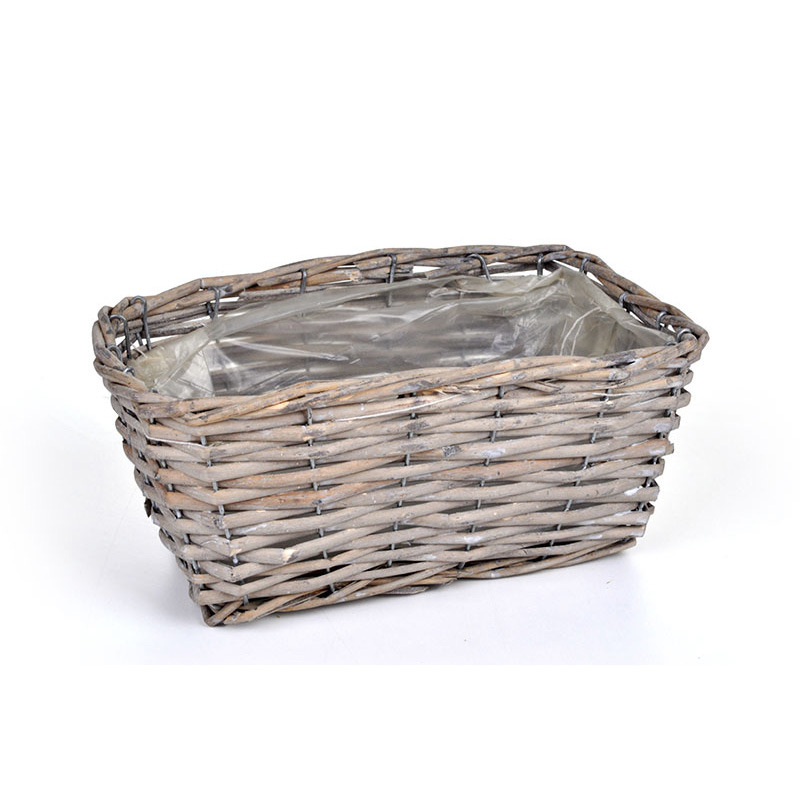 szögletes hasított vessző tál szürke 26,5x15,5x13cm