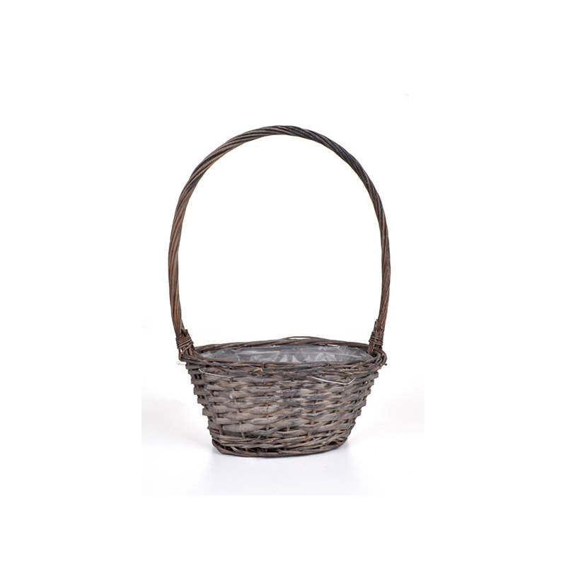 ov&aacute;lis has&iacute;tott vessző f&uuml;les kos&aacute;r sz&uuml;rke 27x19x12,5/40cm