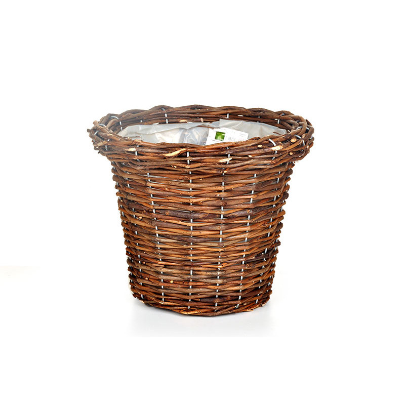 vastagperemes vastag vessző magasított kaspó barna 24x19cm