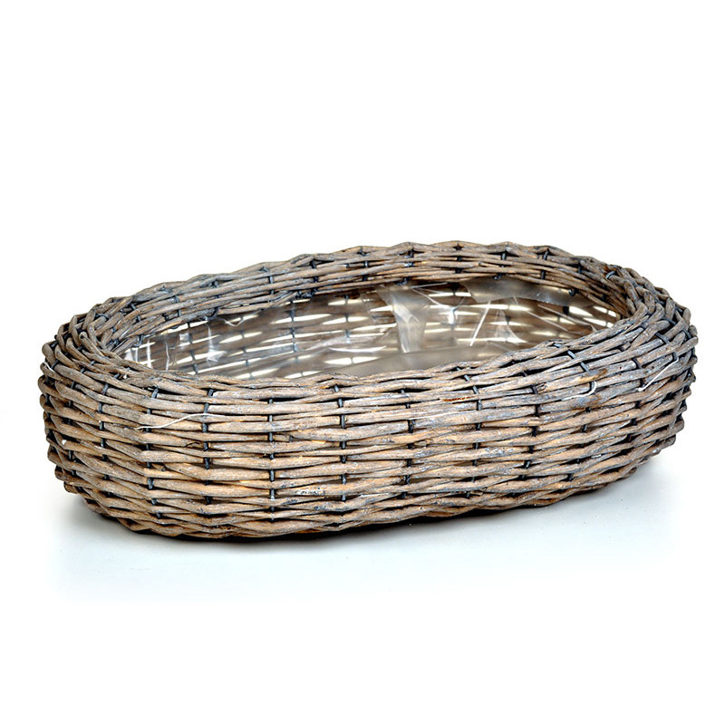 ovális vessző tálszürke 40x30x 11cm