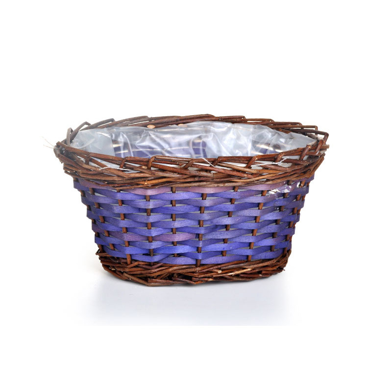 has&iacute;tott fa t&aacute;l nat&uacute;r vessző peremmel lila-nat&uacute;r barna 29x20x14cm