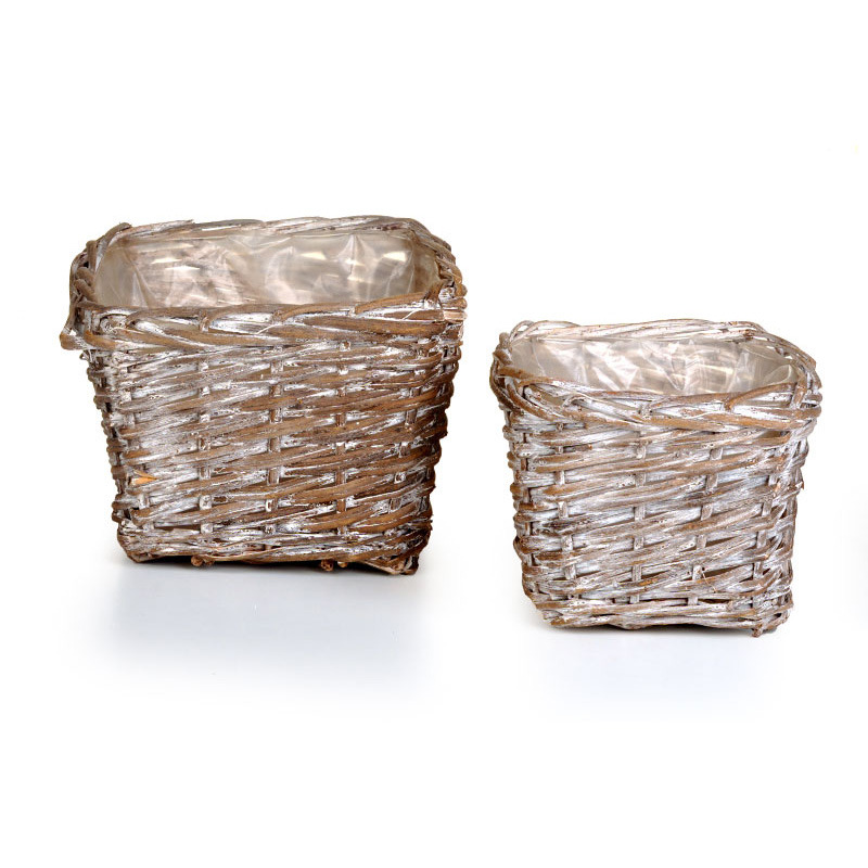 sz&ouml;gletes has&iacute;tott vessző kasp&oacute; szett antikolt barna 27x27x20cm S/2