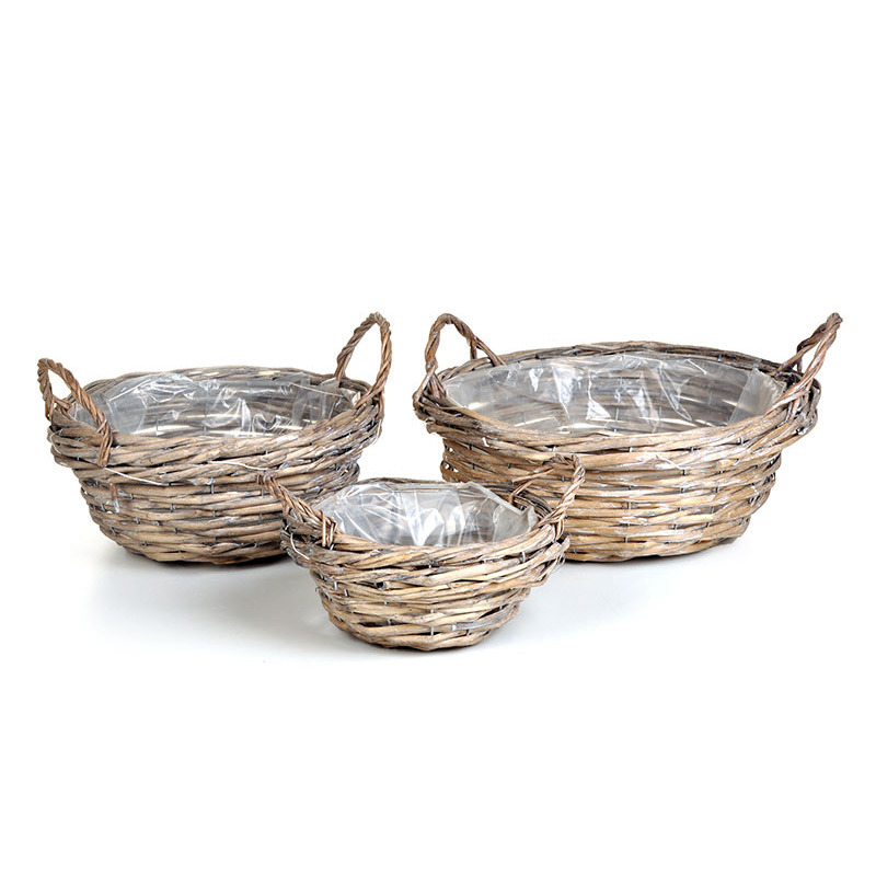 hasított vessző tál szett két füllel szürke 32x12,5/18cm S/3