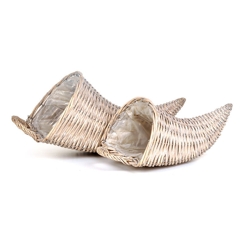 hasított fa fali szarv szett szürke 27x23x46cm S/2