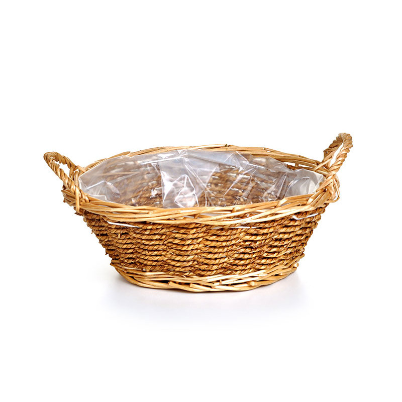 csavart hántolt vessző tál két füllel natúr 22x8/12cm