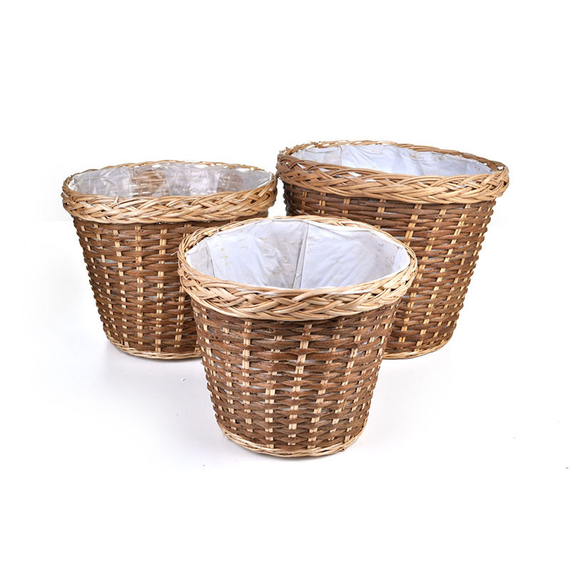 nyúzott vessző kaspó szett natúr-világosbarna 33x26cm S/3