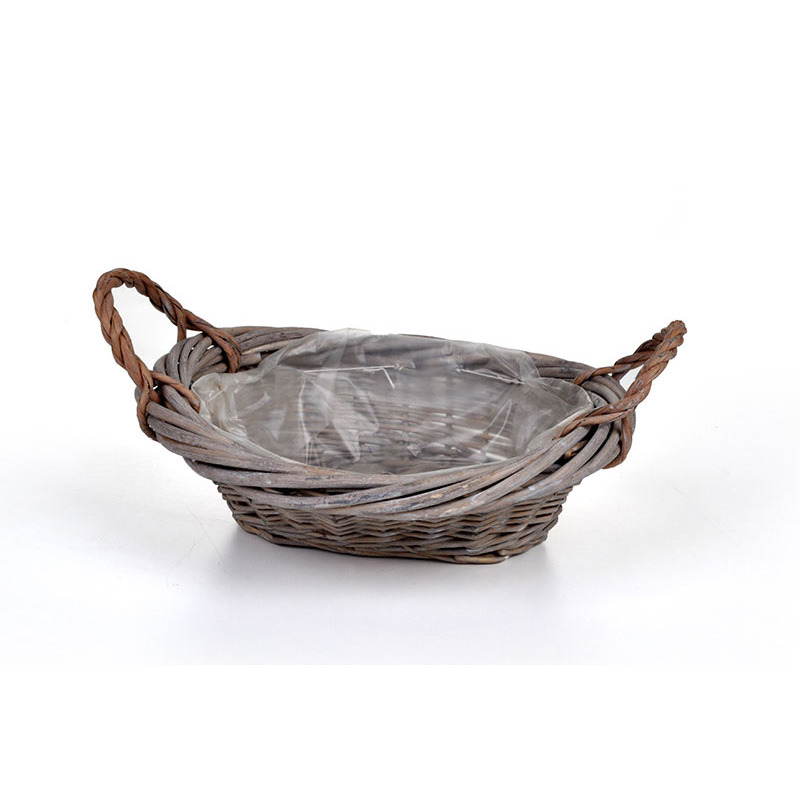 vastagperemes ov&aacute;lis vessző &uuml;ltető t&aacute;l k&eacute;t f&uuml;llel sz&uuml;rke 25x21,5x8/ 12,5cm