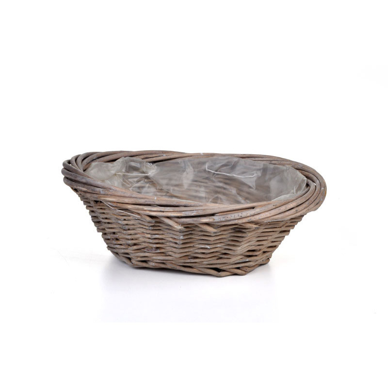 ovális vessző tál szürke 25x20x8cm