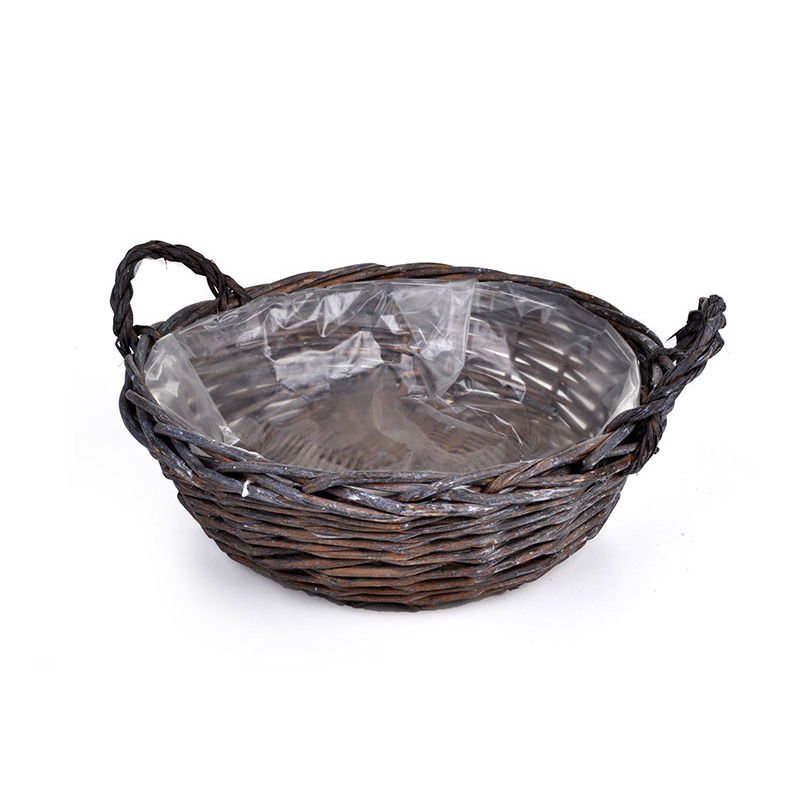 vastagvessző tál két füllel antikolt barna 30x10/13cm