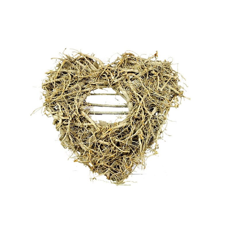 aprított fa szív vesszővel szürke 50x50x10cm