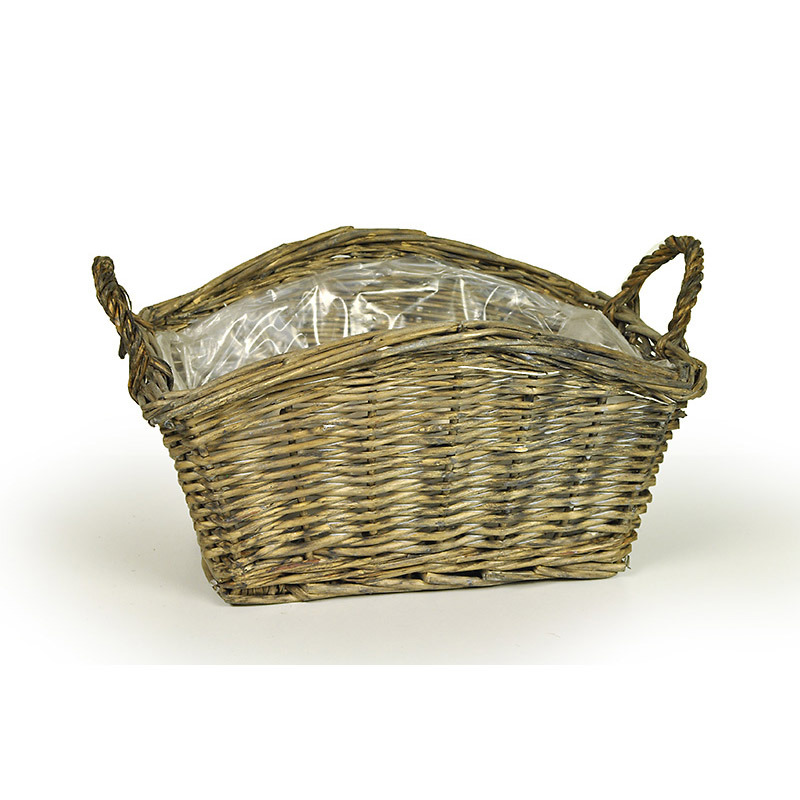 szögletes ívelt oldalú vessző tál két füllel szürke 29x25x13/17/18cm