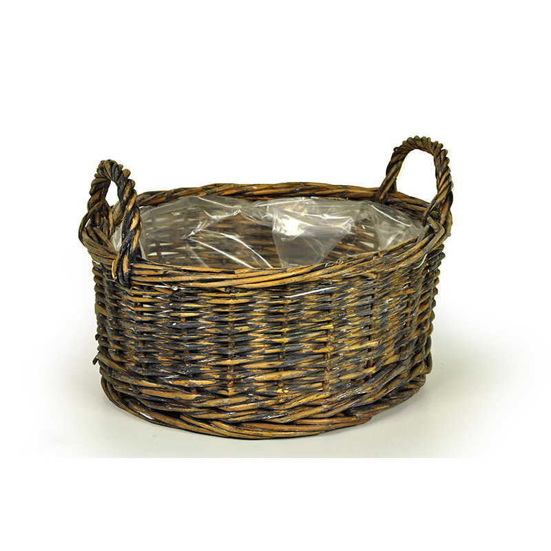 vessző tál két füllel antikolt barna 26x12/18cm