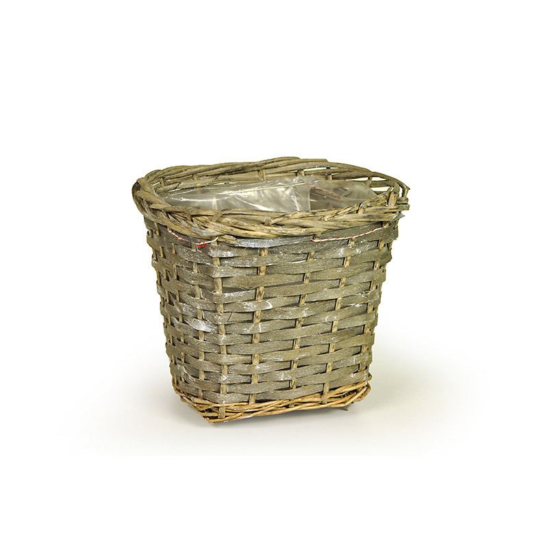 szögletes hasított fa kaspó szürke 16x16x15cm