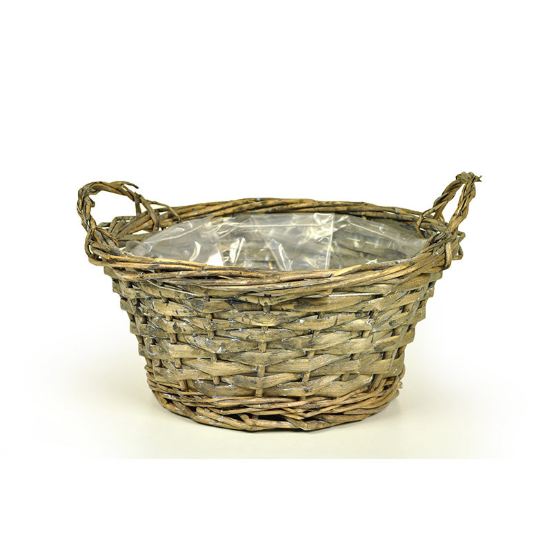 hasított vessző tál két füllel szürke 22x11/15cm