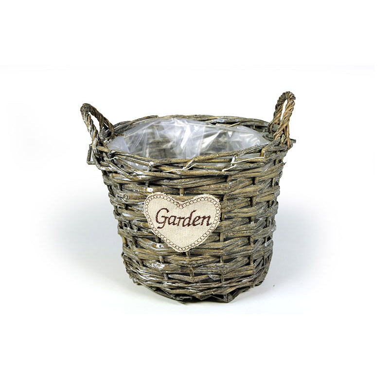 has&iacute;tott vessző kasp&oacute; k&eacute;t f&uuml;llel garden felirattal sz&uuml;rke 22x18/22cm