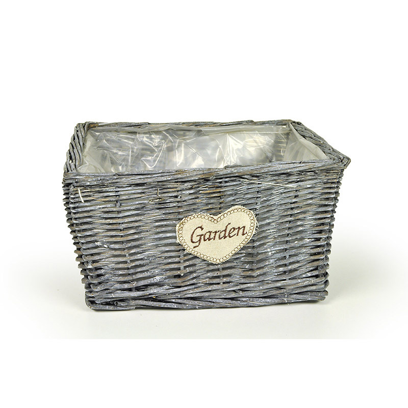 szögletes vessző tál garden felirattal szürke 29x23x17cm