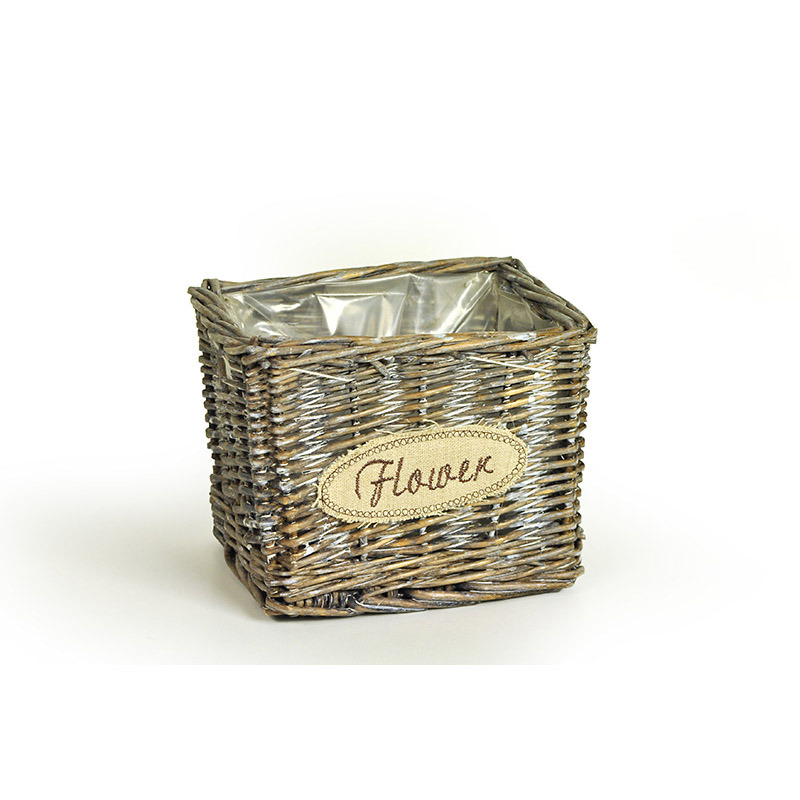 sz&ouml;gletes vessző t&aacute;l flower felirattal sz&uuml;rke15x12x12cm