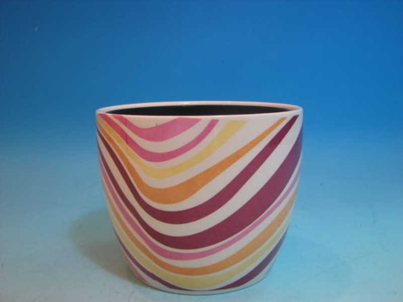 csíkos kerámia kaspó 13cm