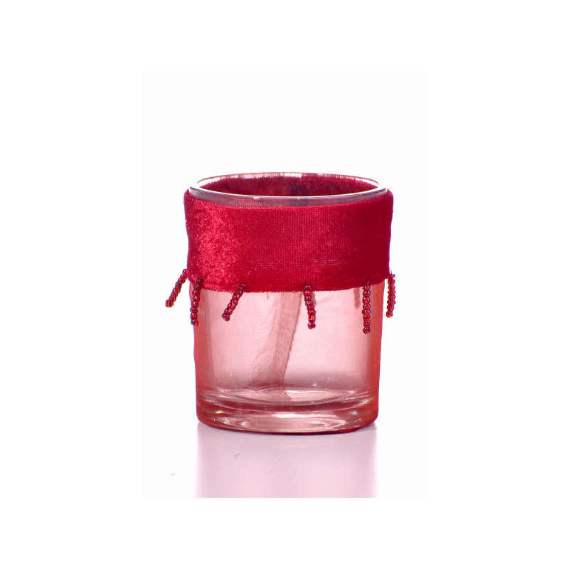 üveg mécsestartó piros 7x8cm